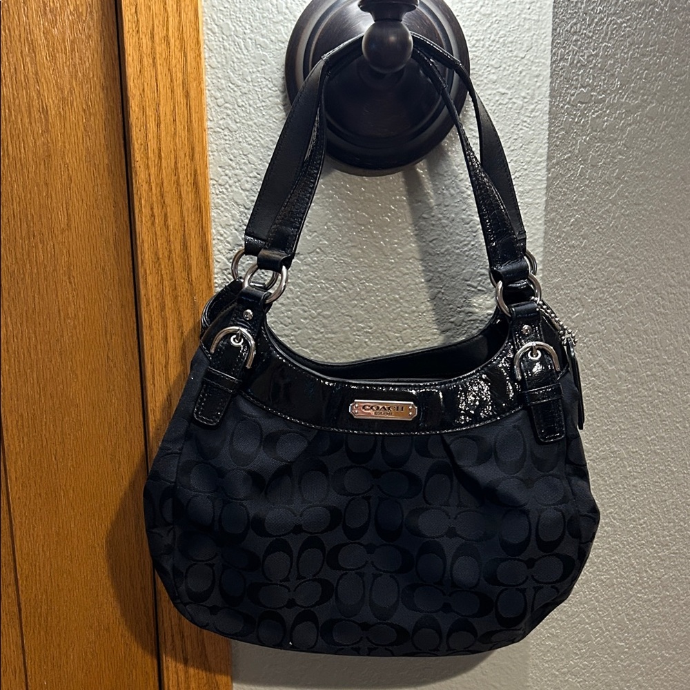 Coach Black and Silver Shoulder Bag